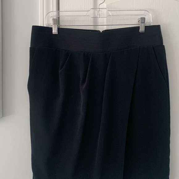 Club Monaco Benellie Skirt 10 faux wrap pleated midi elastic waist pockets - Picture 8 of 14